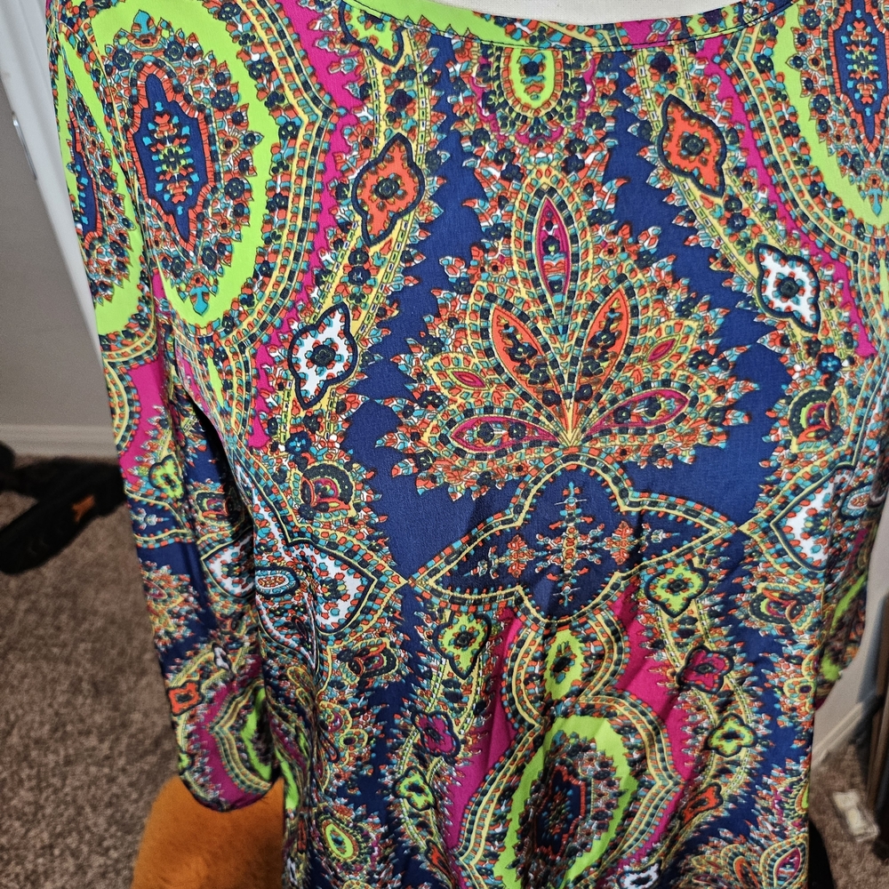 3/20❤️Karlie Colorful Paisley Long Sleeve Tunic Blouse Top Boho - Picture 5 of 6